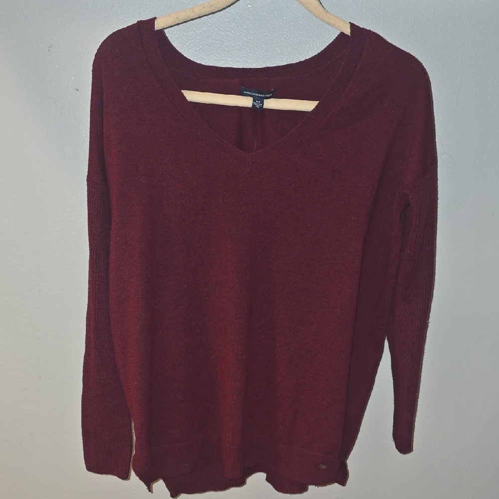 American Eagle Outfitters Wine V-Neck Sweater